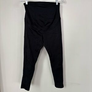 Athleta Black Ribbed High-Waisted Maternity Leggings Size XL